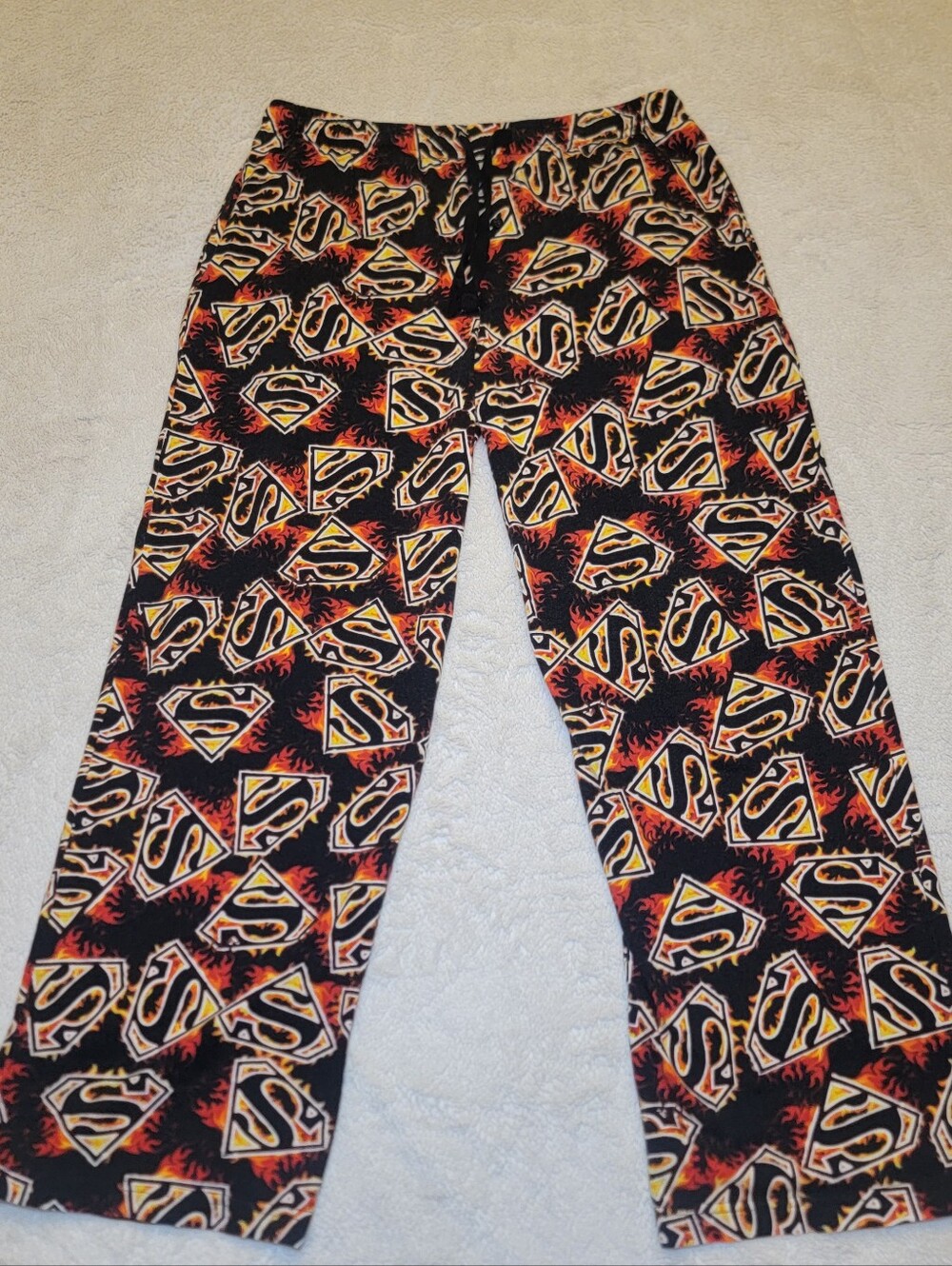 DC Comics Superman Pajama Pants Men’s M Flame S-Shield Logo Graphic Lounge Wear